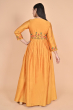 YELLOW CHANDERI SEQUIN WORK LONG DRESS