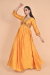 YELLOW CHANDERI SEQUIN WORK LONG DRESS