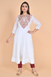 WHITE EMBROIDERED MASLIN LONG KAMEEZ