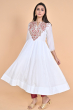 WHITE EMBROIDERED MASLIN LONG KAMEEZ