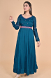 TEAL CHIFFON EMBROIDERED EXCLUSIVE LONG DRESS