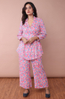 PINK RAYON PRINTED CO ORD SET