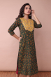 GREEN AJRAK COTTON LONG KAMEEZ