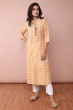 YELLOW COTTON EMBROIDERED LONG KAMEEZ