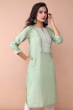 GREEN EMBROIDERED DOLA SILK LONG KAMEEZ