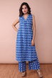 BLUE COTTON PRINTED PANT SET