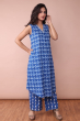 BLUE COTTON PRINTED PANT SET