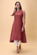 MAROON COTTON PRINTED LONG KAMEEZ