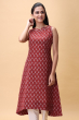 MAROON COTTON PRINTED LONG KAMEEZ