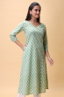 GREEN COTTON PRINTED LONG KAMEEZ