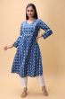 INDIGO COTTON PRINTED LONG KAMEEZ