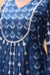 INDIGO COTTON PRINTED LONG KAMEEZ