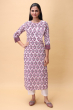 PURPLE COTTON PRINTED LONG KAMEEZ