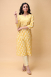 YELLOW COTTON PRINTED LONG KAMEEZ