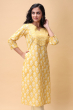 YELLOW COTTON PRINTED LONG KAMEEZ