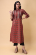 MAROON AJRAK PRINTED LONG KAMEEZ