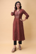 BROWN AJRAK PRINTED COTTON LONG KAMEEZ