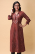 BROWN AJRAK PRINTED COTTON LONG KAMEEZ