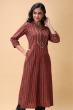 BROWN AJRAK PRINTED COTTON LONG KAMEEZ