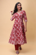 MAROON COTTON PRINTED LONG KAMEEZ