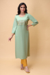 GREEN RAYON WOVEN LONG KAMEEZ