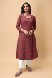 MAROON COTTON PRINTED LONG KAMEEZ