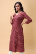 MAROON COTTON PRINTED LONG KAMEEZ