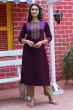 VIOLET MASHRU EMBROIDERED LONG KAMEEZ