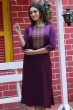 VIOLET MASHRU EMBROIDERED LONG KAMEEZ