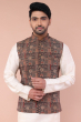 Black Ajrak Cotton Ethnic Jacket