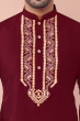  Maroon Cotton Slub Embroidered Long Kurta