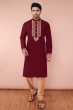  Maroon Cotton Slub Embroidered Long Kurta