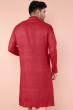 Maroon Embroidered Tussar Long Kurta