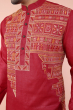 Maroon Embroidered Tussar Long Kurta