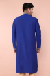 Blue Cotton Slub Embroidered Long Kurta