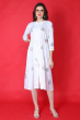 WHITE PRINTED COTTON LONG DRESS