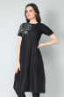 BLACK EMBROIDERED DOLA SILK EXCLUSIVE LONG KAMEEZ