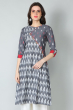 GREY COTTON IKKAT LONG KAMEEZ