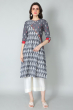 GREY COTTON IKKAT LONG KAMEEZ