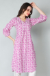 PURPLE COTTON PRINTED LONG KAMEEZ