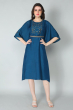 TEAL MUSLIN EMBROIDERED KAFTAN