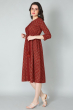 MAROON COTTON PRINTED LONG DRESS