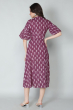 PURPLE PRINTED COTTON LONG DRESS