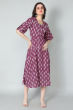 PURPLE PRINTED COTTON LONG DRESS