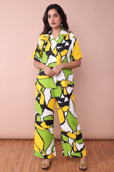 MULTICOLOR RAYON PRINTED LOUNGE SET