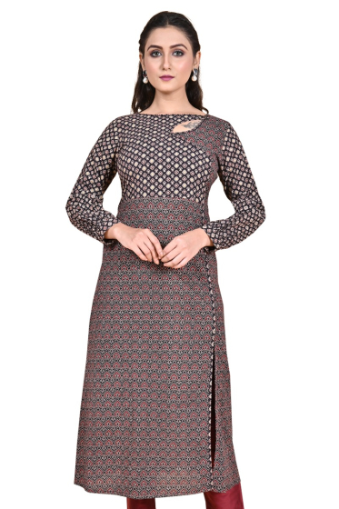 AJRAK PRINTED COTTON LONG KAMEEZ