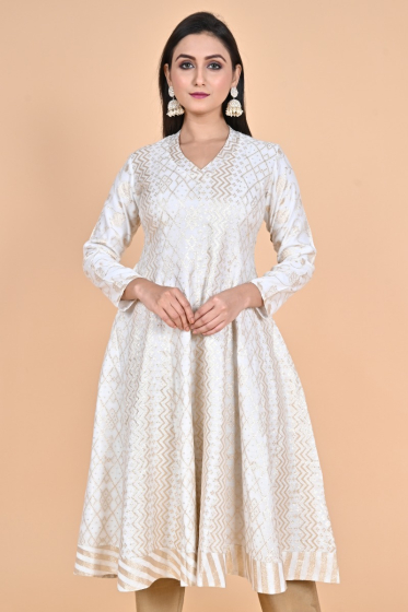 OFF WHITE EXCLUSIVE CHANDERI LONG KAMEEZ