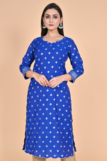 Blue Chanderi Exclusive Long Kameez