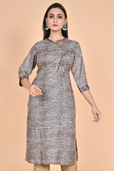 BLACK PRINTED TUSSAR EXCLUSIVE LONG KAMEEZ