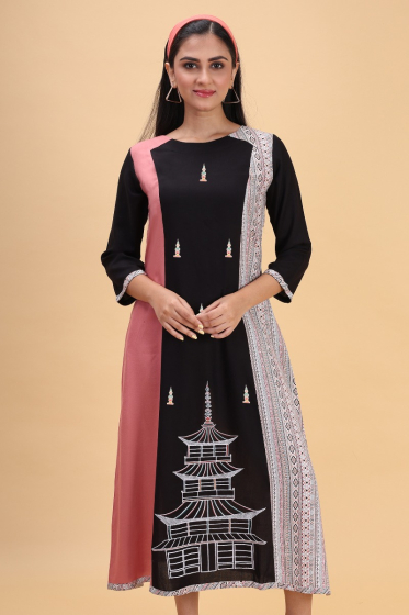 MULTICOLOURED RAYON LONG KAMEEZ